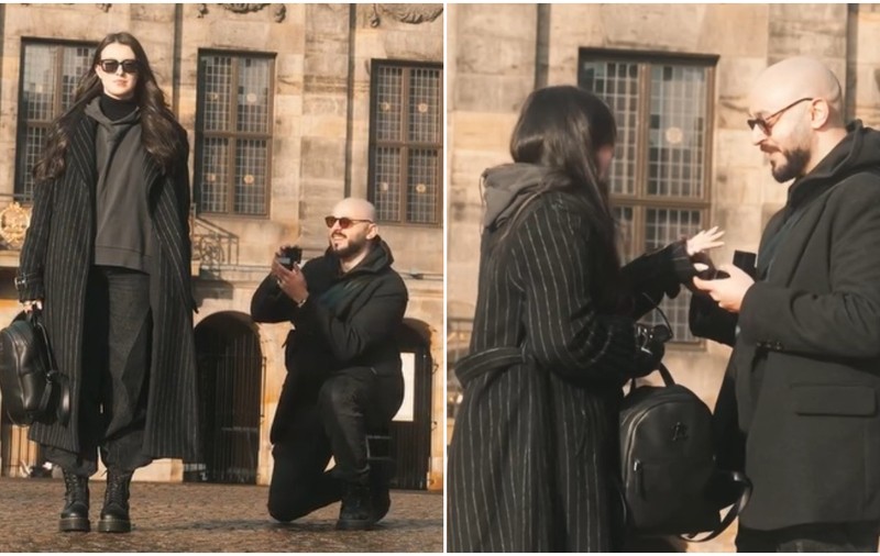 Imagini cu momentul în care Victor Dorobanțu, actorul român din „Wednesday”, și-a cerut iubita în căsătorie. Cum arată inelul de logodnă