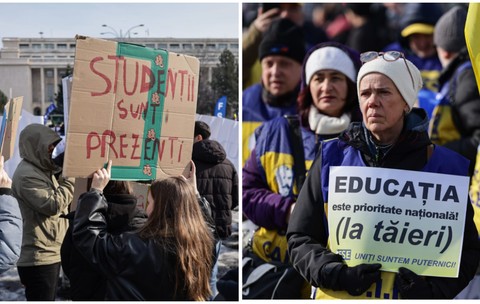 Profesorii și studenții protestează față de Legea Bolojan din Educație: „Școală săracă = țară needucată”