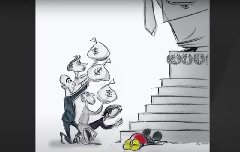 Caricatura cu Jeff Bezos în genunchi în fața lui Donald Trump care a stârnit scandal la The Washington Post