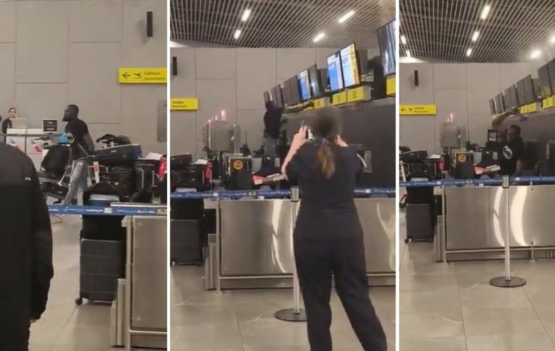 Atac cu ciocanul pe aeroportul din Santiago de Chile. Un bărbat a distrus ghișeele de check-in și i-a îngrozit pe ceilalți călători | VIDEO