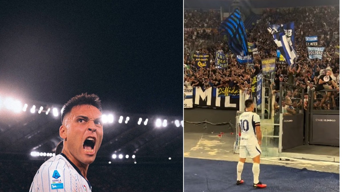 Lautaro Martinez, jucătorul lui Inter Milano, se bucură după ce a înscris un gol