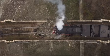 Trenul, pe viaductul de la Homorâciu | Foto: captură video