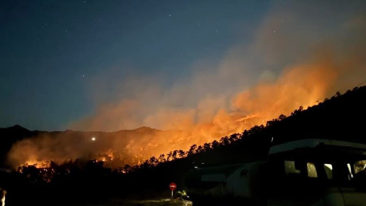 O parte din insula Thassos, Grecia, în flăcări. - 9 iulie 2025
