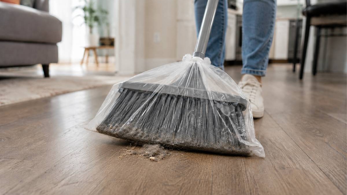 De ce se pune o pungă de plastic peste mătură. Trucul pentru curățenie