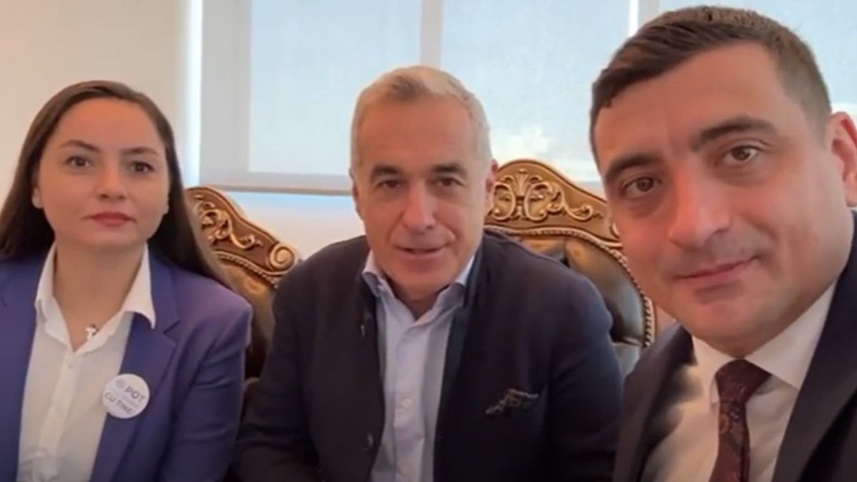 Florin Georgescu alături de Anamaria Gavrila (strânga) și George Simion (dreapta) mesaj după violențe, Foto: Captură video