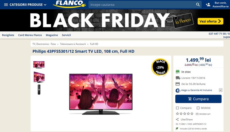 Aceste Smart TV se află la promoție de Black Friday 2016