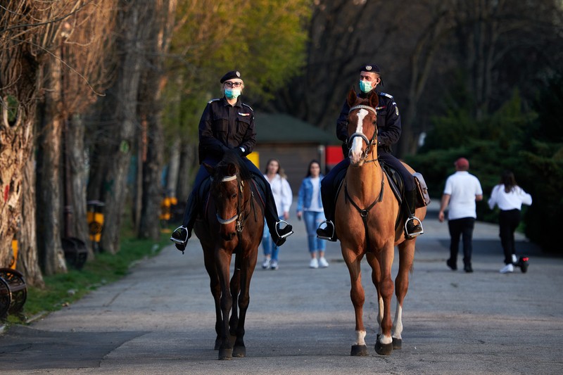 Jandarmi călare, în parcul Herăstrău | Foto: Raed Krishan