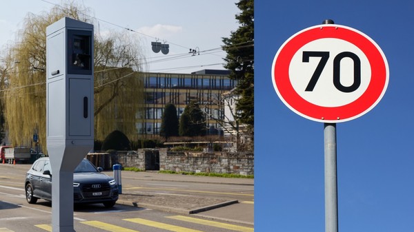 Colaj un radar pe o stradă // indicator-viteza-70 km