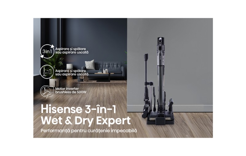 Un singur aparat de curățat pentru întreaga casă: Hisense 3-în-1 Wet &amp; Dry Expert