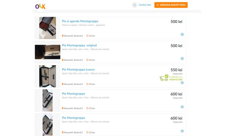 OLX s-a umplut de anunțuri cu pixuri Montegrappa de vânzare