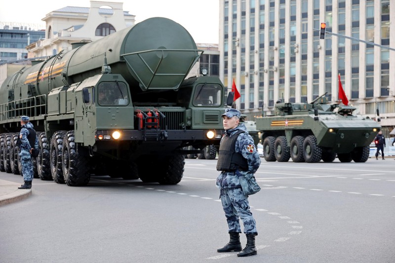 O rachetă ICBM de tip Yars RS-24, în repetițiile pentru parada de Ziua Victoriei 2022, în Moscova. Foto: Profimedia