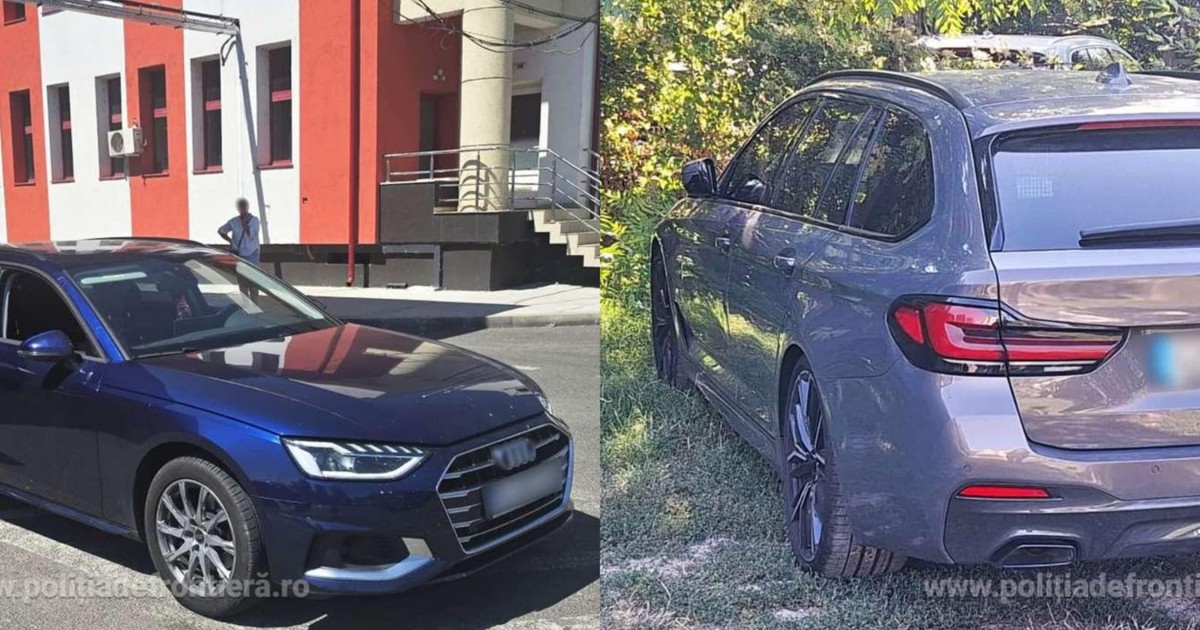 Colaj: Un Audi bleumarfin și un BMW gri