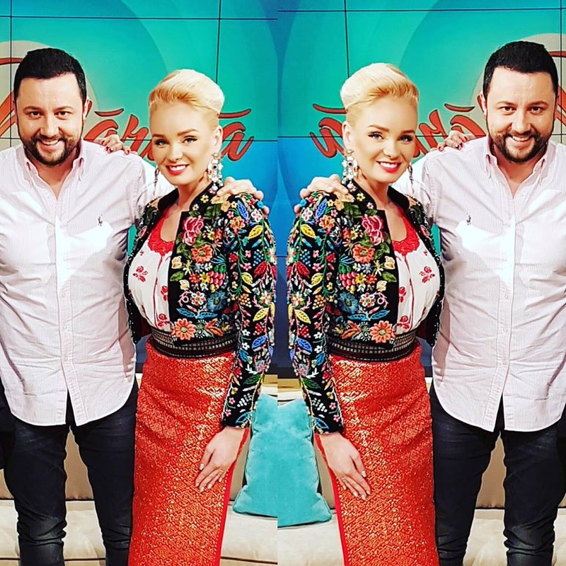 maria Constantin și Cătălin Măruță, în platoul emisiunii pe care acesta din urmă o prezintă la Pro TV