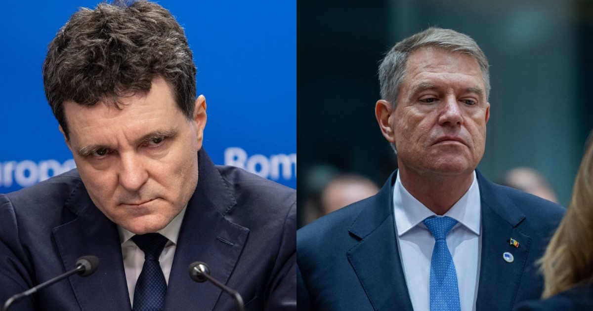 Un colaj cu două fotografii, în imaginea din stânga este actualul președinte Nicușor Dan, la pupitru, iar în imaginea din dreapta este fostul președinte Klaus Iohannis în timpul unei vizite oficiale