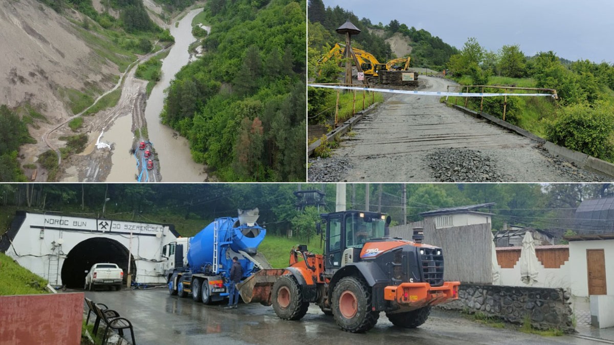 Colaj Salina Praid: pârâul Corund, pompe, intrare Salină și utilaje