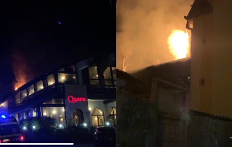 VIDEO | Incendiu de proporții la un restaurant din Râmnicu Vâlcea. Zeci de persoane au fost evacuate