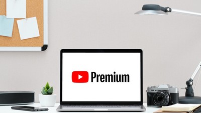 Russia, Tyumen - December 18, 2018: YouTube premium logo on the screen MacBook. YouTube is the popular online video sharing website.
