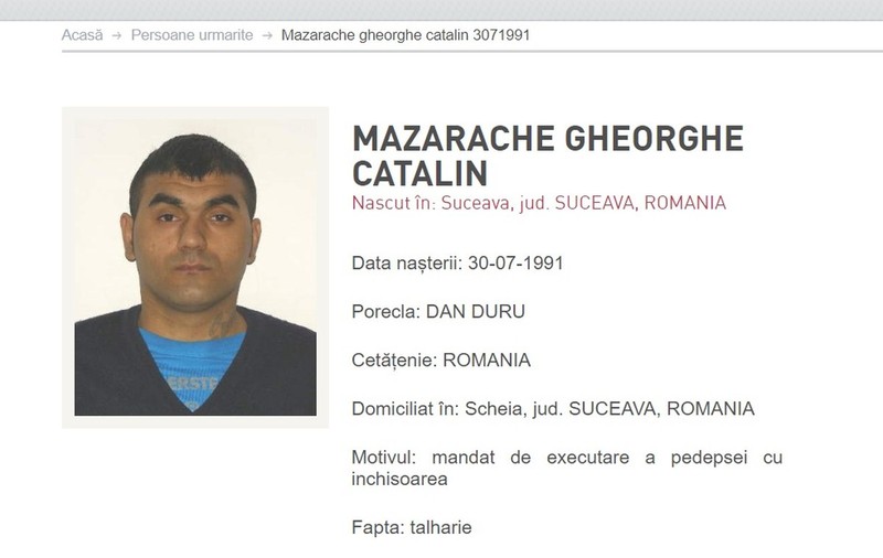 Fugarul „Dan Duru”, extrădat din Germania. Cătălin Gheorghe Mazarache va executa 7 ani de închisoare pentru furt și tâlhărie