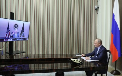 Vladimir Putin, în videoconferință cu Joe Bide FOTO: EPA