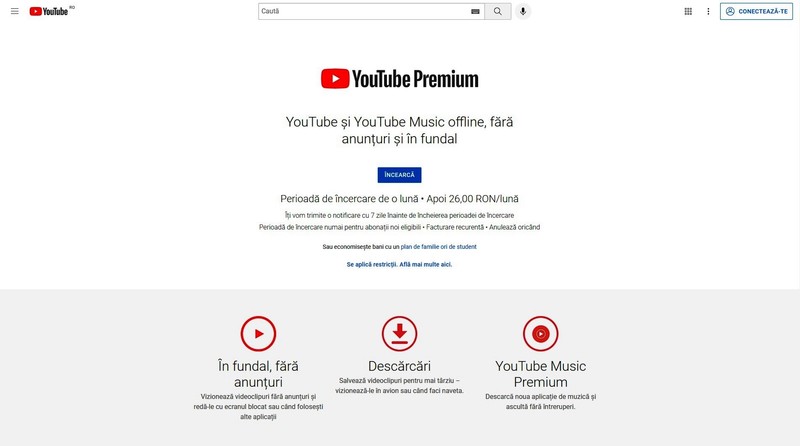 Serviciile oferite de YouTube Premium