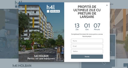 Vineri 18 februarie, pe site-ul celor de la H4L era promoție la apartamentele din Holban | Sursa: h4l.ro