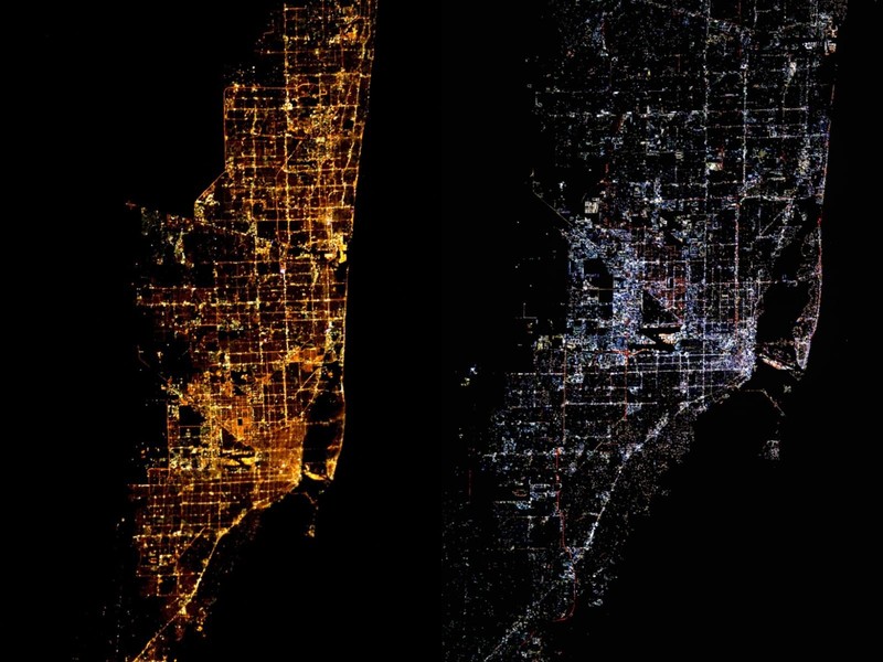 Orașul Miami văzut din spațiu  2012 vs 2024 Sursa foto: X/ Don Pettit