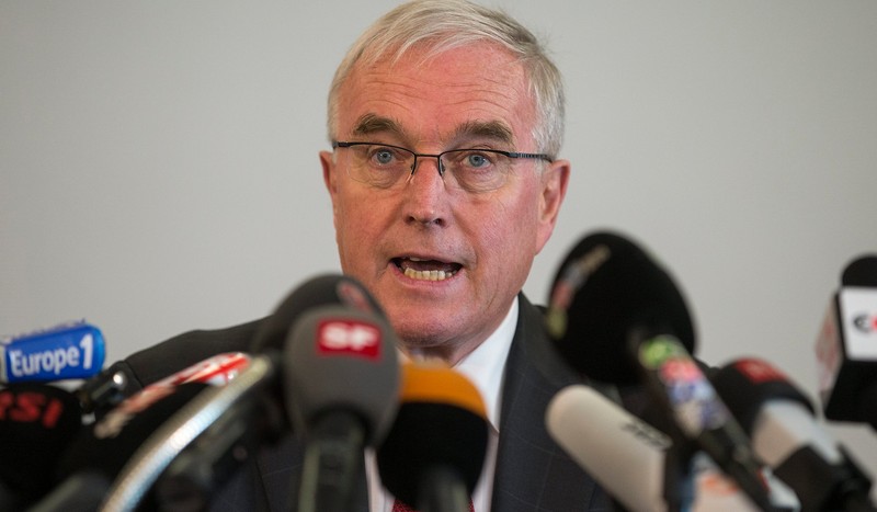 epa03442150 Pat McQuaid, President of the Union Cycliste Internationale (UCI), informs about the position of the UCI regarding the decision from USADA in the case of Lance Armstrong, during a press conference in Geneva, Switzerland, on Monday, October 22, 2012. Lance Armstrong was stripped of his seven Tour de France titles and banned for life by the International Cycling Union on 22 October 2012. Cycling world governing body UCI said it was ratifying the sanctions taken earlier this month by the United States Anti-Doping Agency (USADA). "Lance Armstrong has no place in cycling," UCI president Pat McQuaid said at a news conference in Geneva. The UCI decision was taken after examination of a USADA report on October 10 which said Armstrong led "the most sophisticated, professionalised and successful doping programme that sport has ever seen". EPA/SALVATORE DI NOLFI