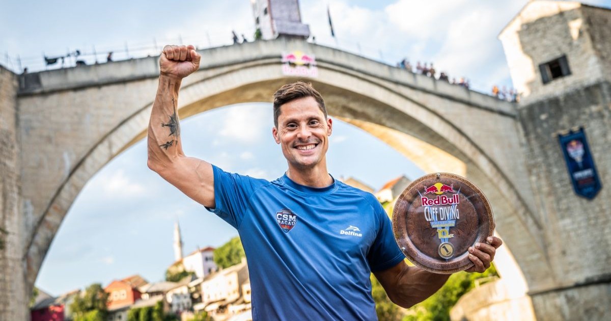 Constantin Popovici, o nouă victorie în seria mondială Red Bull Cliff Diving, în Bosnia și Herțegovina, la Mostar