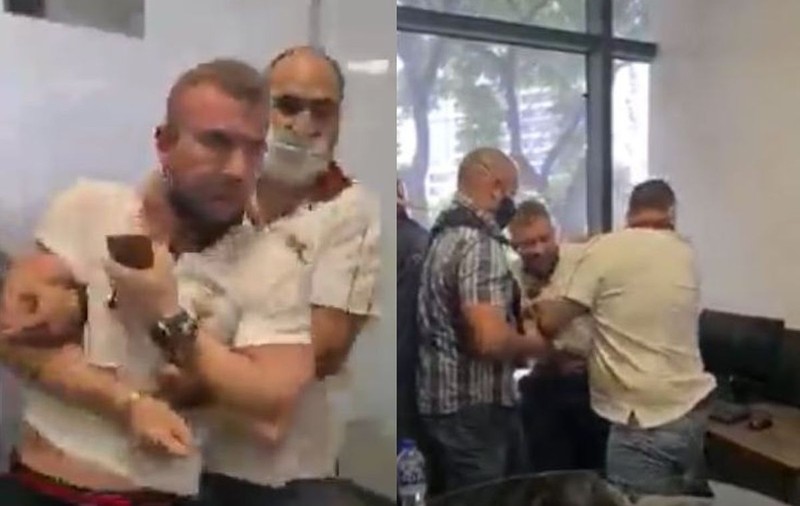 Momentul în care „Rechinul” a fost săltat de ofițeri, în sediul Parchetului general din Mexic