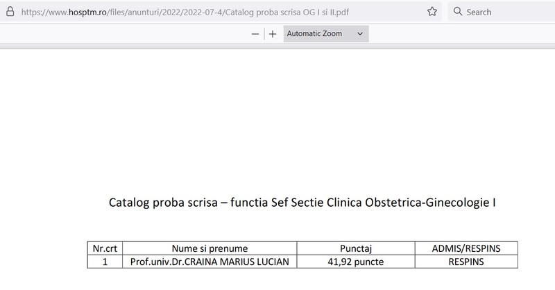 Punctajul lui Craina a fost sub cel minim de 70p