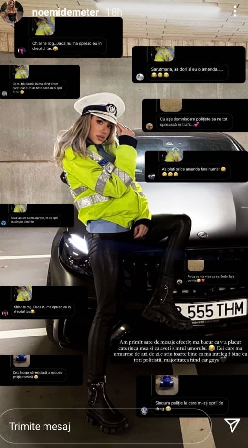Noemi Demeter, tânăra îmbrăcată în uniformă de polițiștă. Foto: captură Instagram