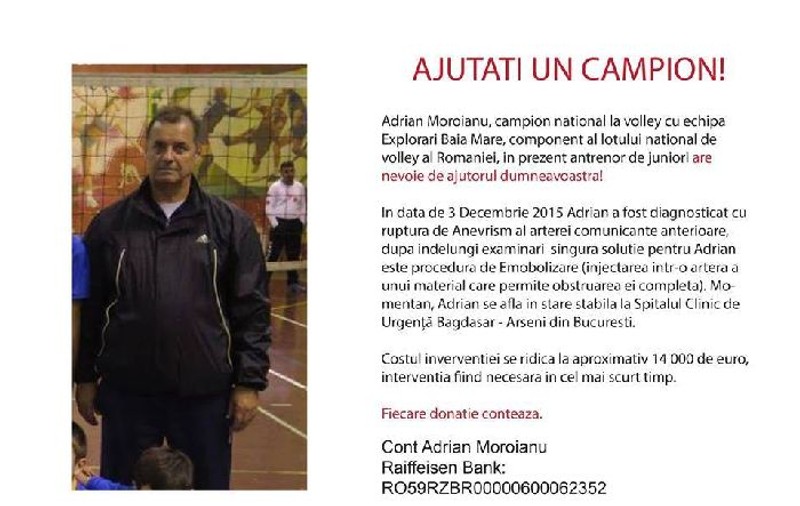 Un mare campion se află într-o situația dramatică. Are nevoie urgentă de bani pentru operație