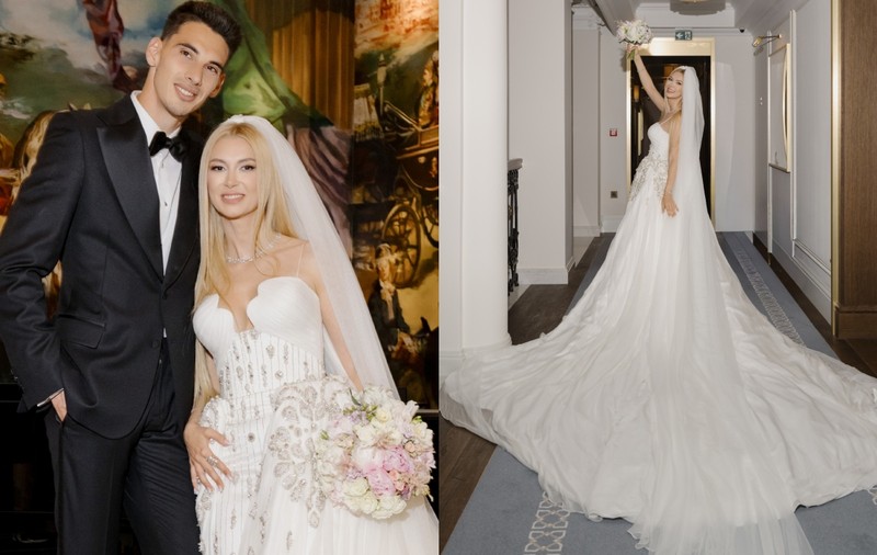 Imagini de la nunta Andreei Bălan cu Victor Cornea. Cum a arătat tortul cu șase etaje
