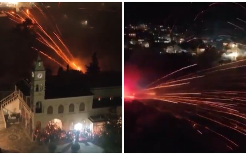 Două biserici grecești se atacă cu focuri de artificii pe cerul nopții într-un „război” bizar și spectaculos