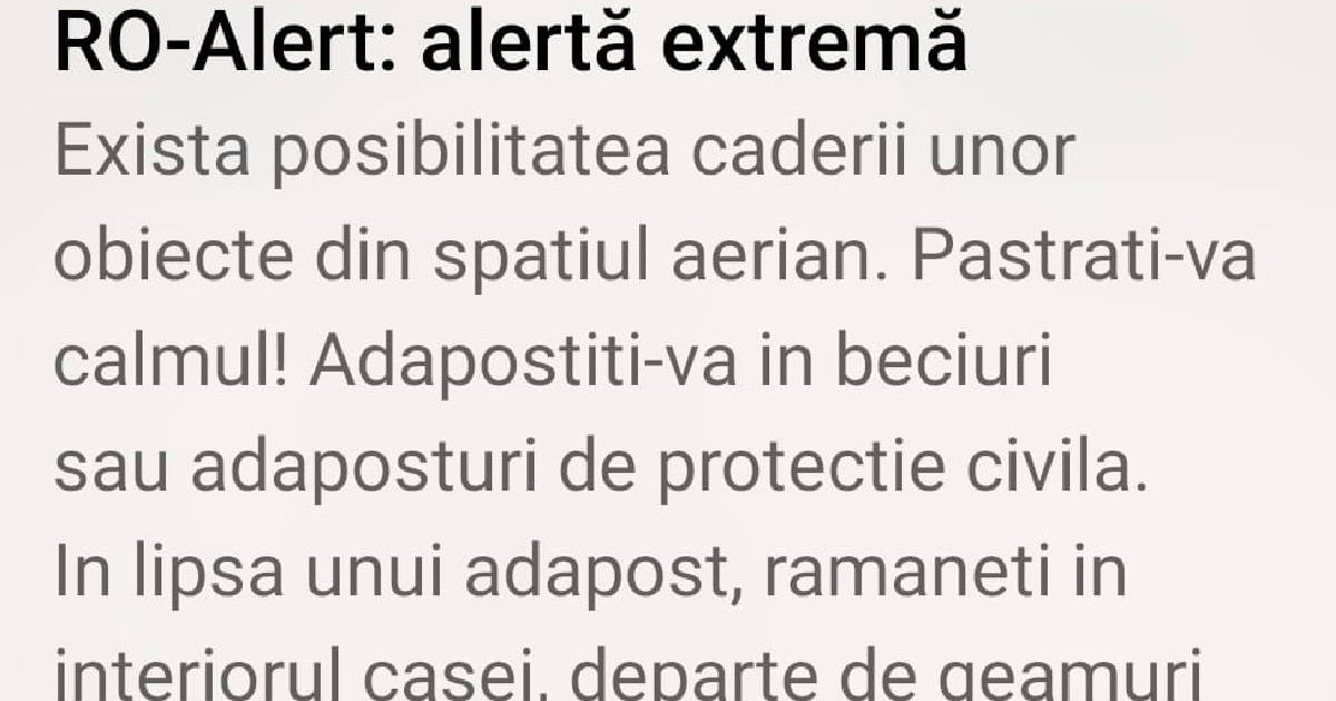 Un mesaj Ro-alert de alertă extremă, primit de cetățenii din județul Tulcea