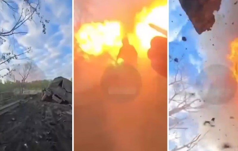 Momentul în care o rachetă ucraineană lovește trupele ruse, pe un pod din Kursk. Filmarea, recuperată de pe telefonul unui soldat al Kremlinului | VIDEO