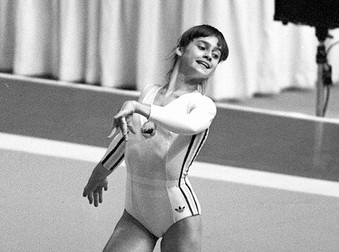 Nadia Comăneci la Montreal, în 1976