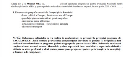 Programa Bac Geografie 2020