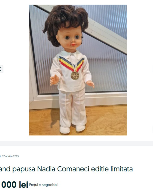 Păpușa inspirată de Nadia Comăneci, vândută la prețuri uriașe după aproape 50 de ani. Cât costă jucăria în prezent