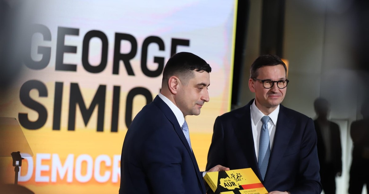 George Simion alături de Mateusz Morawiecki, fost prim-ministru al Poloniei
