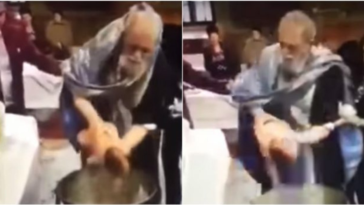 Dosar penal pentru lovire sau alte violenţe în cazul preotului din Brăila filmat bruscând un bebeluş la botez
