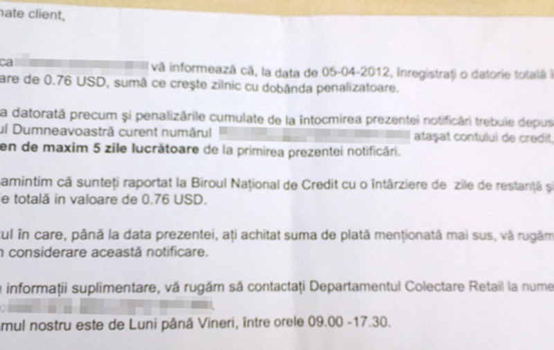 Cum te ameninţă banca pentru câţiva cenţi