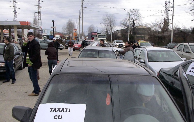 Protest împotriva taxei auto la Drobeta Turnu Severin 