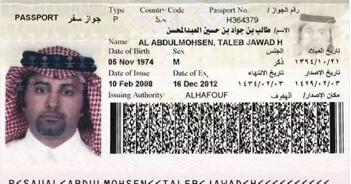 Taleb Jawad Al Abdulmohsen, un medic în vârstă de 50 de ani din Arabia Saudită, care locuiește în Germania din 2006.Fotografia prezintă pașaportul autorului actului terorist Taleb Jawad Al Abdulmohsen, Magdeburg 20 decembrie 2024.