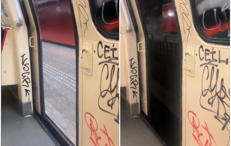 Un tren de metrou, surprins când circulă cu uşile deschise. Metrorex anunță că a retras vagonul din circulaţie