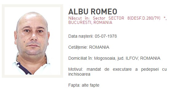 Albu Romeo, dat în urmărire generală de Poliția Română