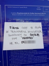 Afișul cu numele firmei și numărul de telefon