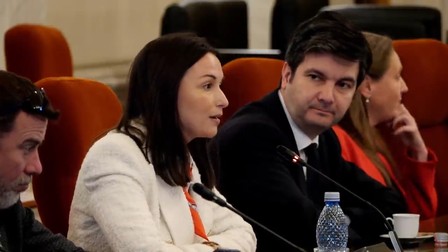 Catinca Maria Nistor a fost numită director la propunerea președintelui instituției, Liviu Sebastian Jicman (dreapta). Imagine din cursul audierilor din Parlament.