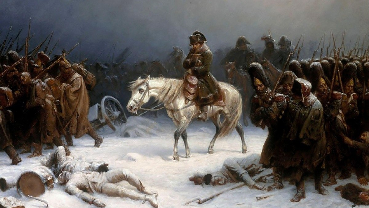 Retragerea lui Napoleon din Moscova de Adolph Northen (1828–1876), ulei pe pânză, 1851