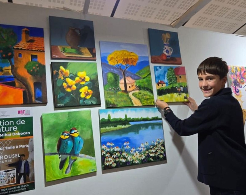 Dragoș Dobocan, tânărul artist din Oradea care, la doar 12 ani, și-a expus lucrările în locuri precum Paris, Dubai și Praga
